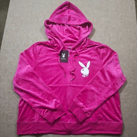PLAYBOY Fuchsia Pink Hoodie Jacket -S - Picture 4 of 8